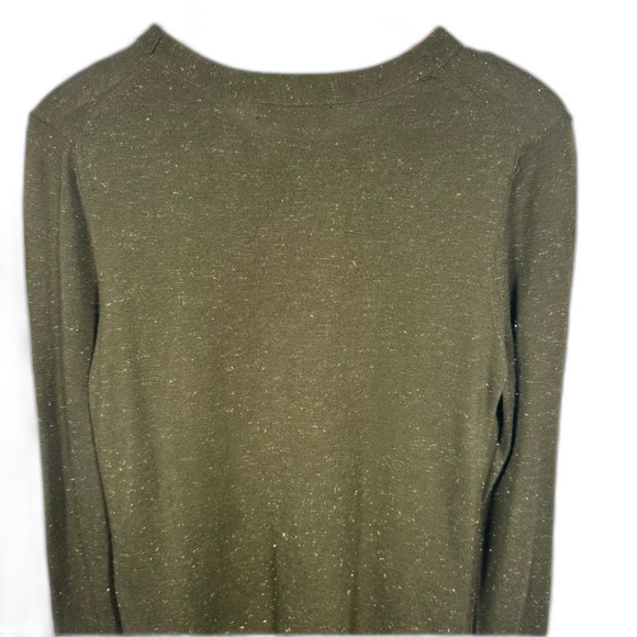 Banana Republic Olive Green Sparkle Crew Sweater Size Medium Winter Holiday Snow - Picture 13 of 13